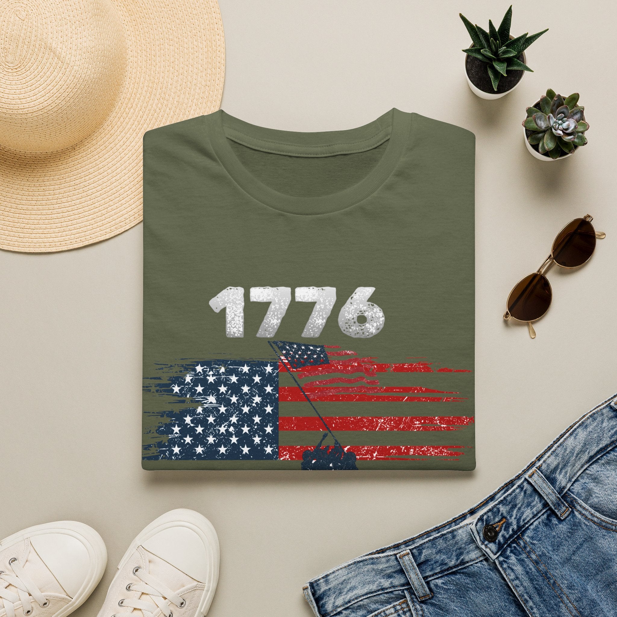 1776 American Flag T-Shirt — Vintage Patriotic July 4th Tee