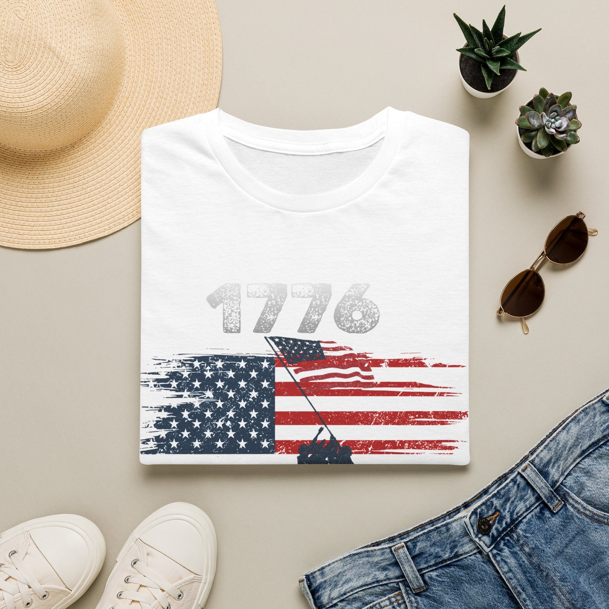 1776 American Flag T-Shirt — Vintage Patriotic July 4th Tee